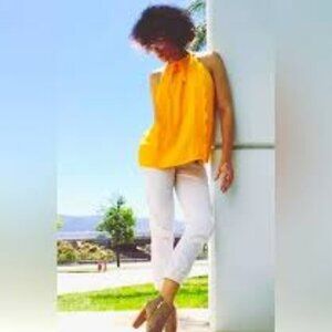 Victoria Beckham for Target Marigold High Neck Scallop Trim Blouse size 3X